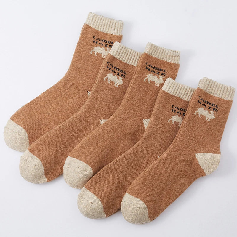 5 Pairs/lot Warm Wool Socks Men's Comfortable Soft Thicken Plush Casual Work Socks Winter Cycling Sport Cold Floor Sock Women