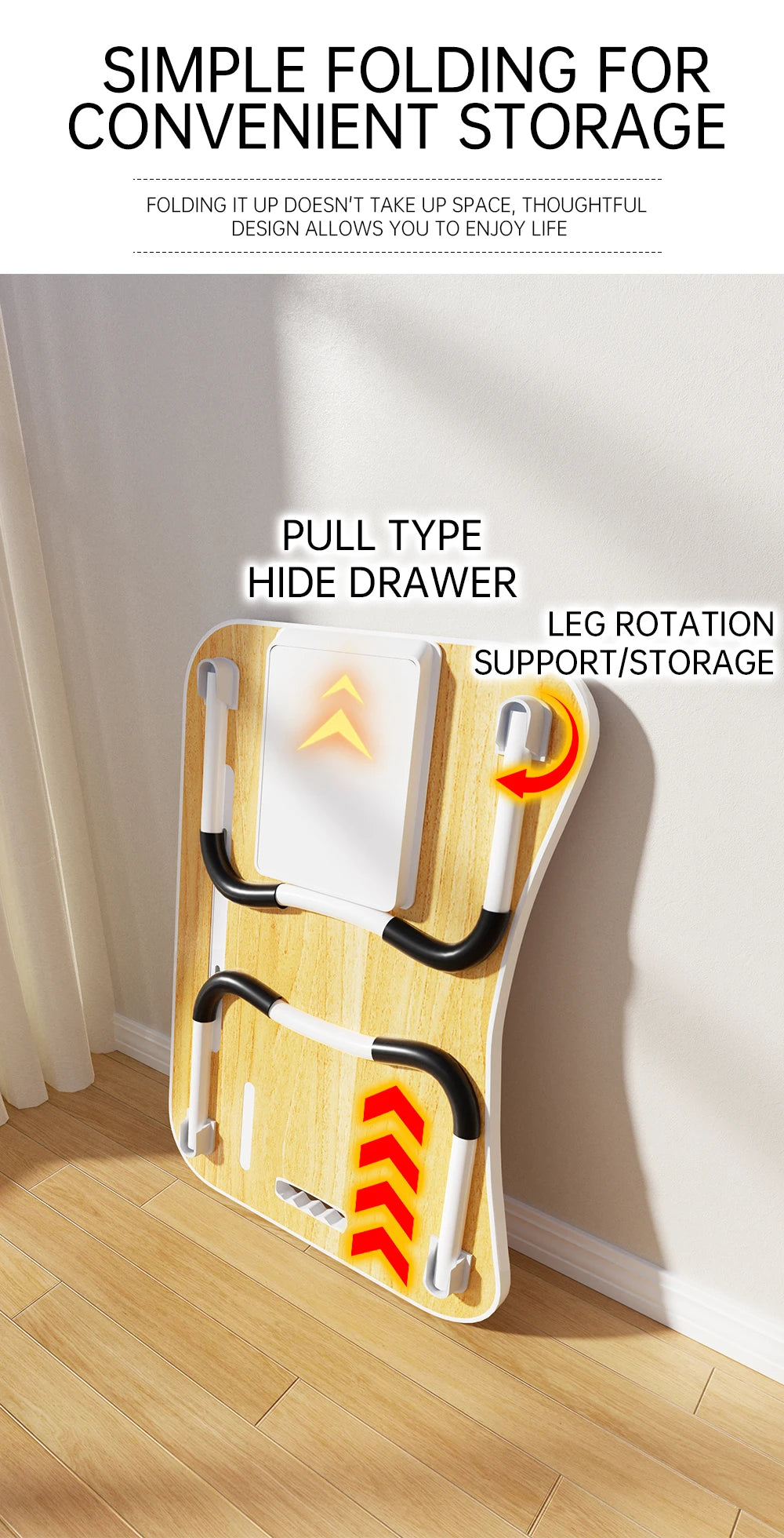 Portable Laptop Desk with USB Light, Small Fan, Cup Holder, Tablet Slot, and Lifting Handle - Foldable Laptop Table for Working,