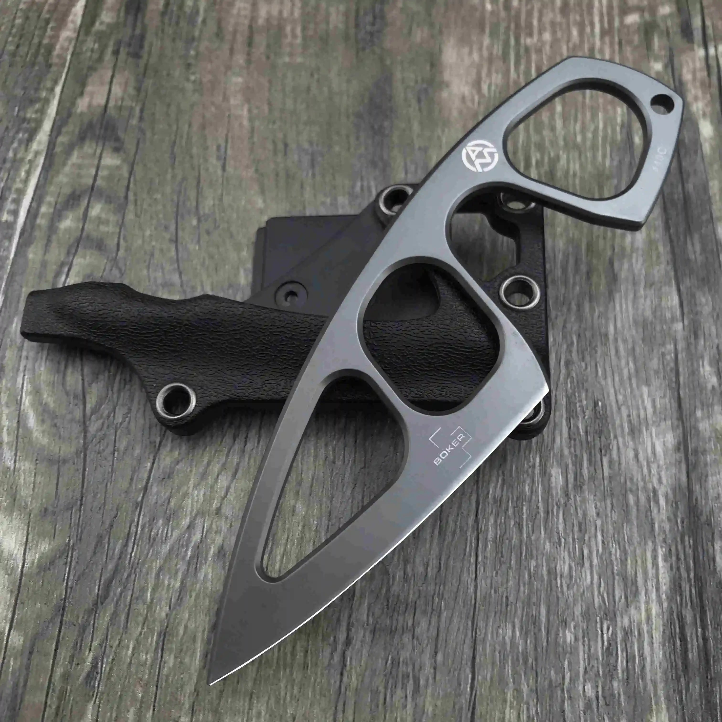 BOKER Pocket EDC Necklace Small Fixed Blade Knife 440C Steel Handle with ABS Sheath Outdoor Tactical Survival Mini Knives