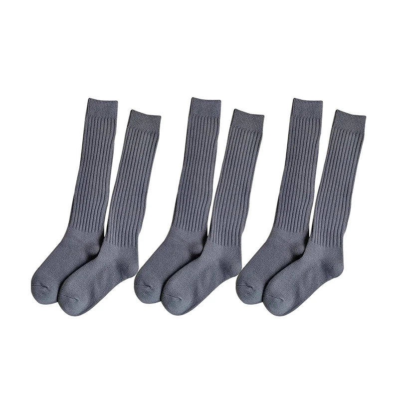 Calf Socks Autumn/Winter Thickened Coffee Colored Stacked Socks Japanese Knee Length Socks Double Needle Socks For Women