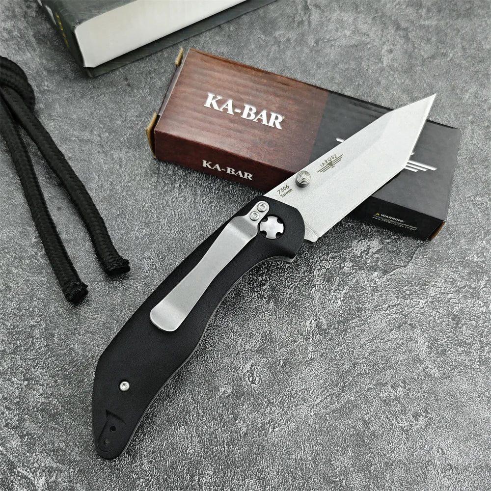 Kabar 7506 Tanto Knife Folding Pocket Tools 440C Blade Nylon Fiber Handles Self Defense Tools Camping Hunting Knives