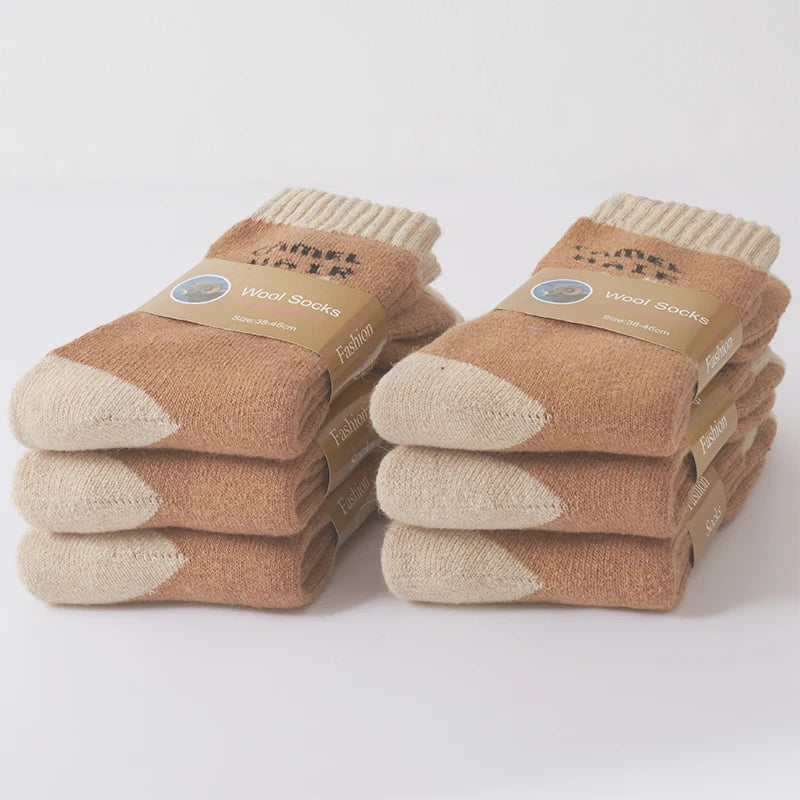 5 Pairs/lot Warm Wool Socks Men's Comfortable Soft Thicken Plush Casual Work Socks Winter Cycling Sport Cold Floor Sock Women