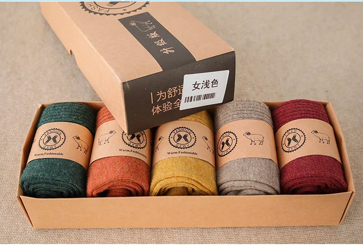 Fine-spun wool socks, winter thickened boneless knitted mid-calf socks, long leg covers with boots, calf pile socks