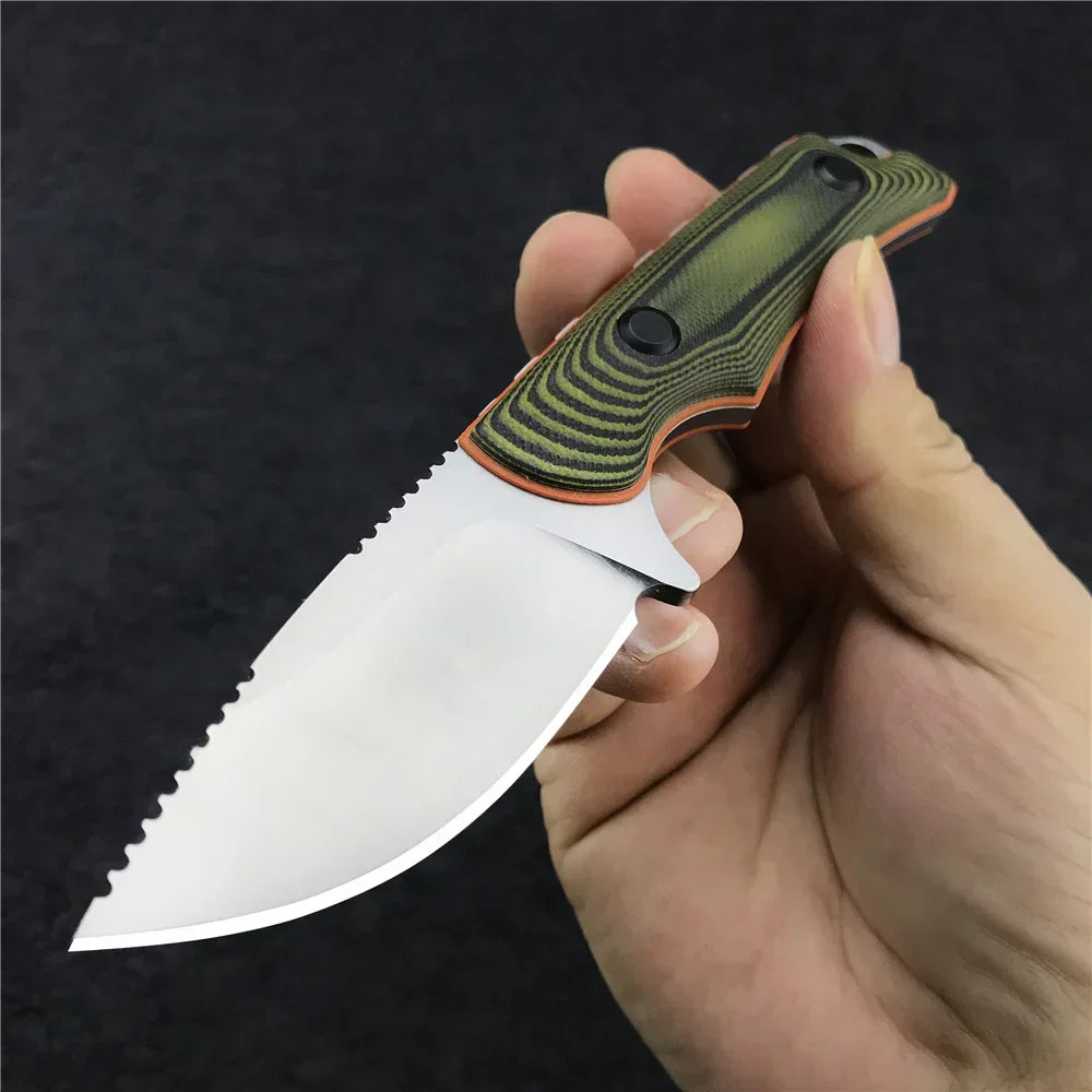BM 15017 Hunt Hidden Canyon Hunter Mini Drop Point Fixed Blade Knife Wood / Orange G10 Handle Tactical Survival Camping Knives