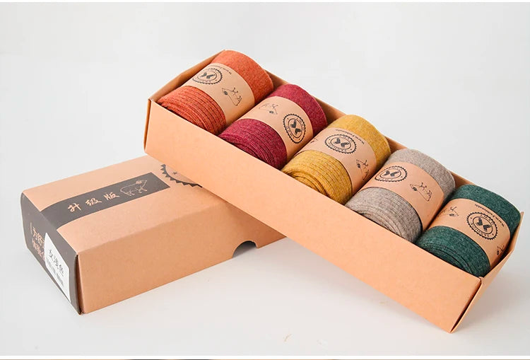 Fine-spun wool socks, winter thickened boneless knitted mid-calf socks, long leg covers with boots, calf pile socks