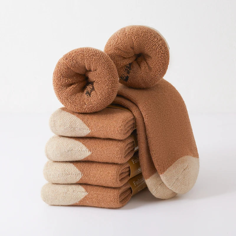 5 Pairs/lot Warm Wool Socks Men's Comfortable Soft Thicken Plush Casual Work Socks Winter Cycling Sport Cold Floor Sock Women