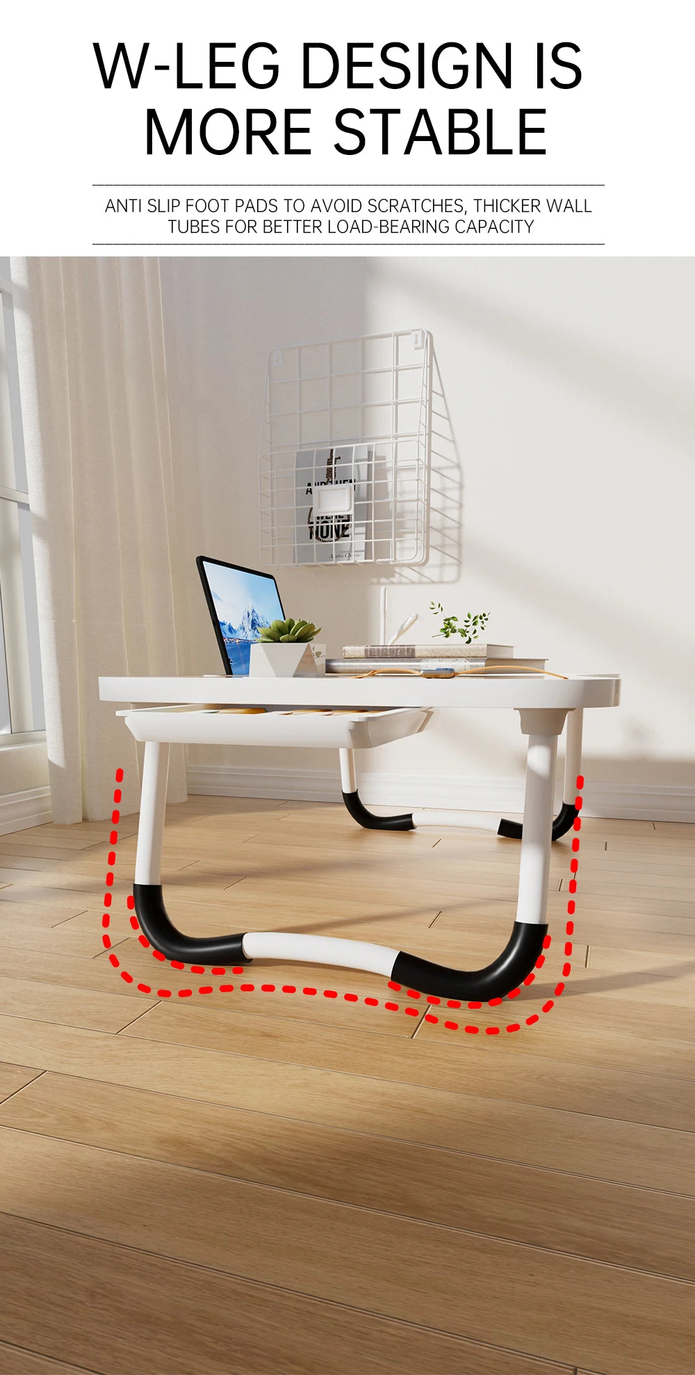 Portable Laptop Desk with USB Light, Small Fan, Cup Holder, Tablet Slot, and Lifting Handle - Foldable Laptop Table for Working,