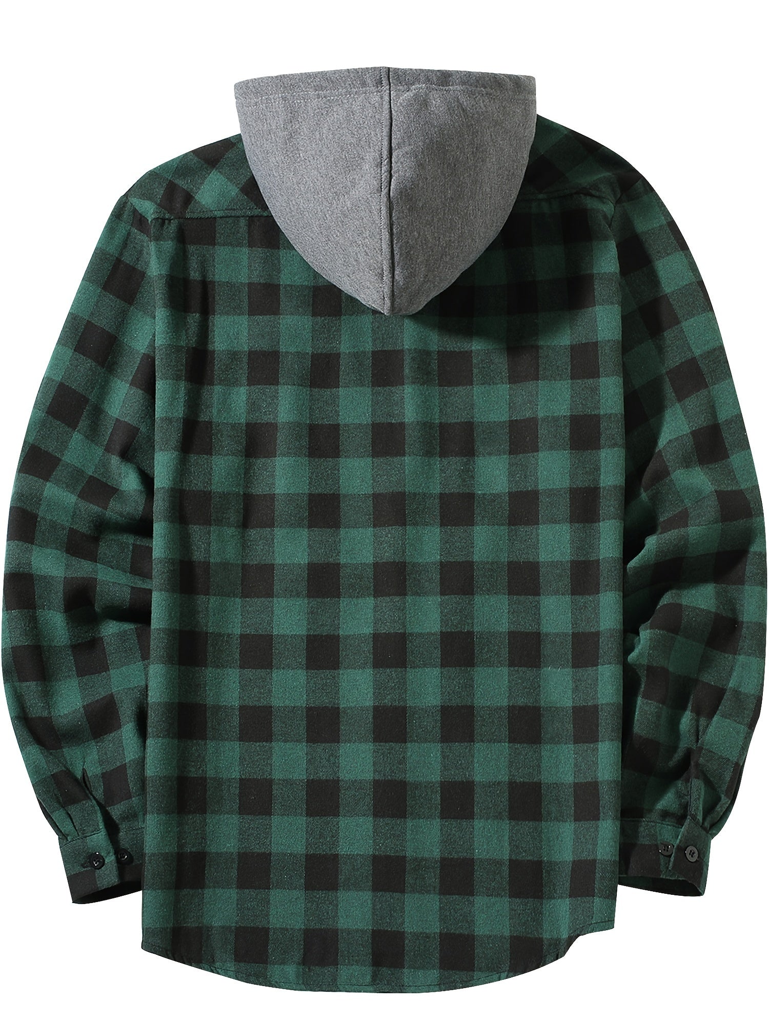 Stylish Casual Men's Classical Plaid Design Hooded Long Sleeve Shirts Top For Outdoor Spring And Fall