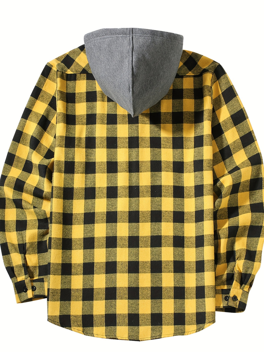Stylish Casual Men's Classical Plaid Design Hooded Long Sleeve Shirts Top For Outdoor Spring And Fall