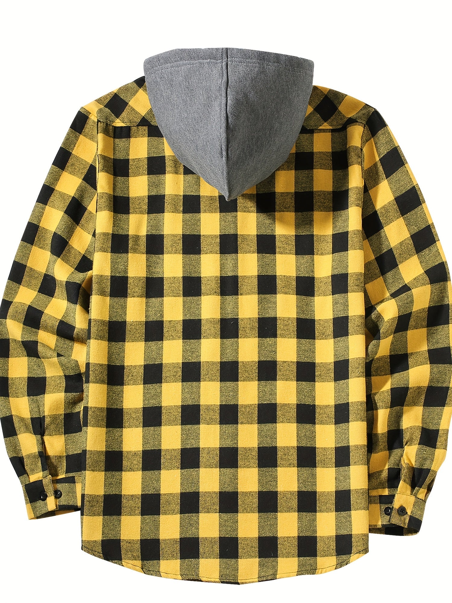 Stylish Casual Men's Classical Plaid Design Hooded Long Sleeve Shirts Top For Outdoor Spring And Fall
