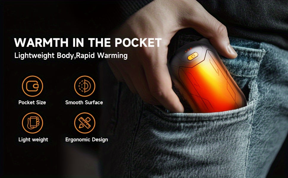 2pcs Rechargeable Hand Warmers - Wireless USB Pocket Warmer with 15 Hour Battery Life, Adjustable Temperature for Hunting, Golf, Camping & Skiing - Perfect Christmas Gift, Flagship 2024, Carnival