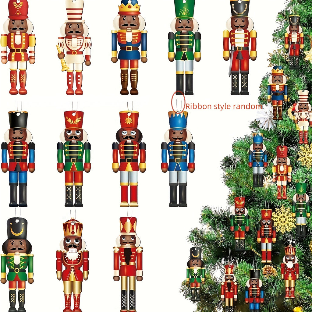 12pcs Nutcrackers Ornaments Hanging Tree Decorations King And Soldier Nutcracker Black Figures Nutcracker Ornaments For Tree