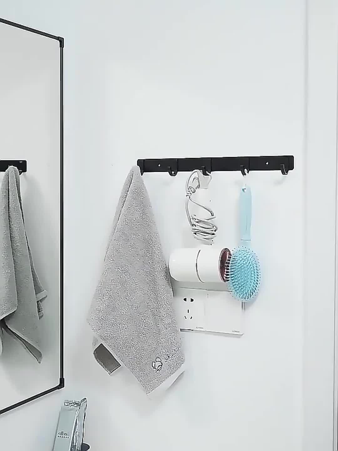 Modern Black Aluminium Wall Mounted Hooks - Perfect for Towels, Coats and Clothes in Your Bathroom!