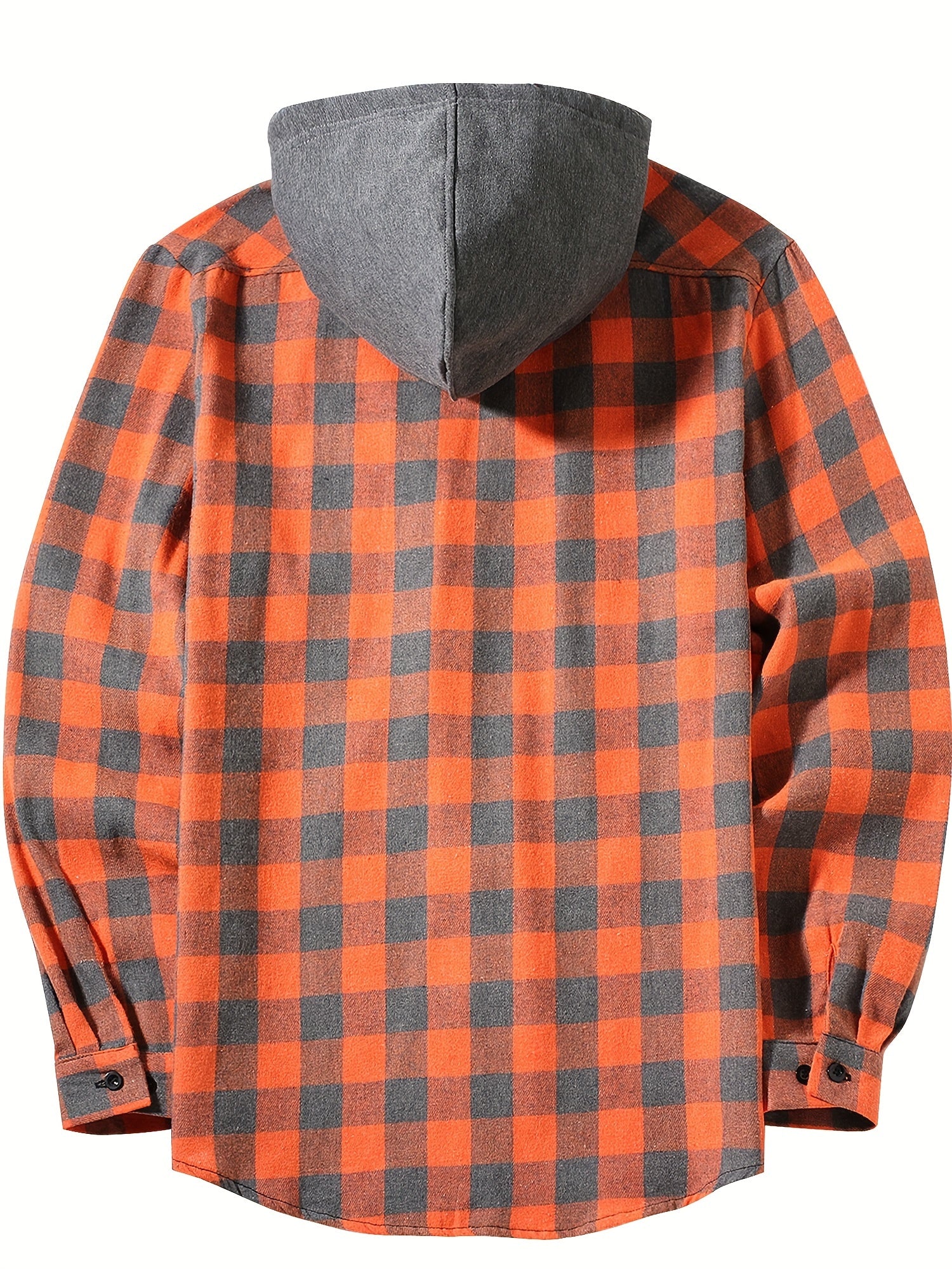 Stylish Casual Men's Classical Plaid Design Hooded Long Sleeve Shirts Top For Outdoor Spring And Fall