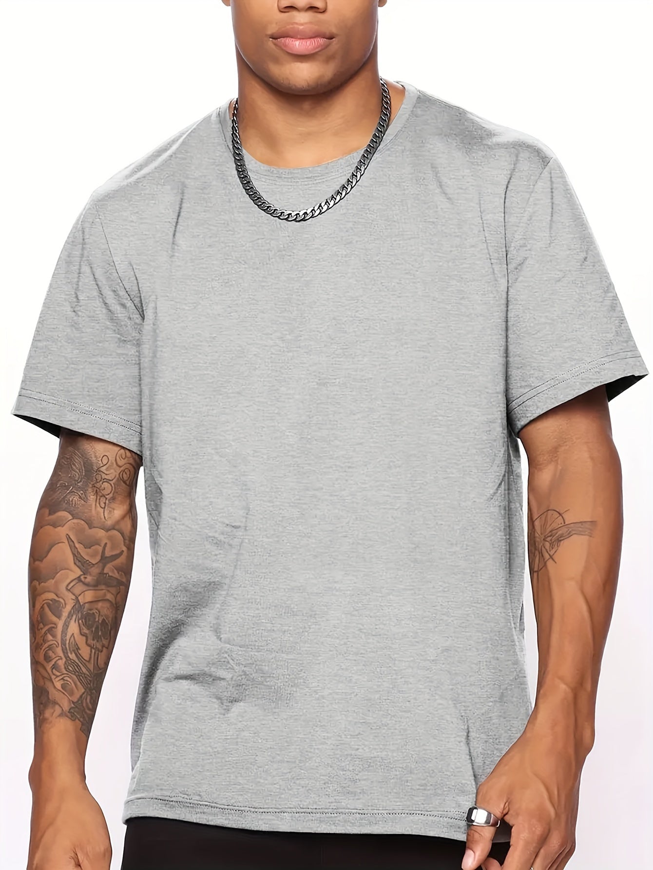 Raven Doctor Print Men's Short Sleeve T-Shirts, Comfy Casual Elastic Crew Neck Tops For Men's Outdoor Activities